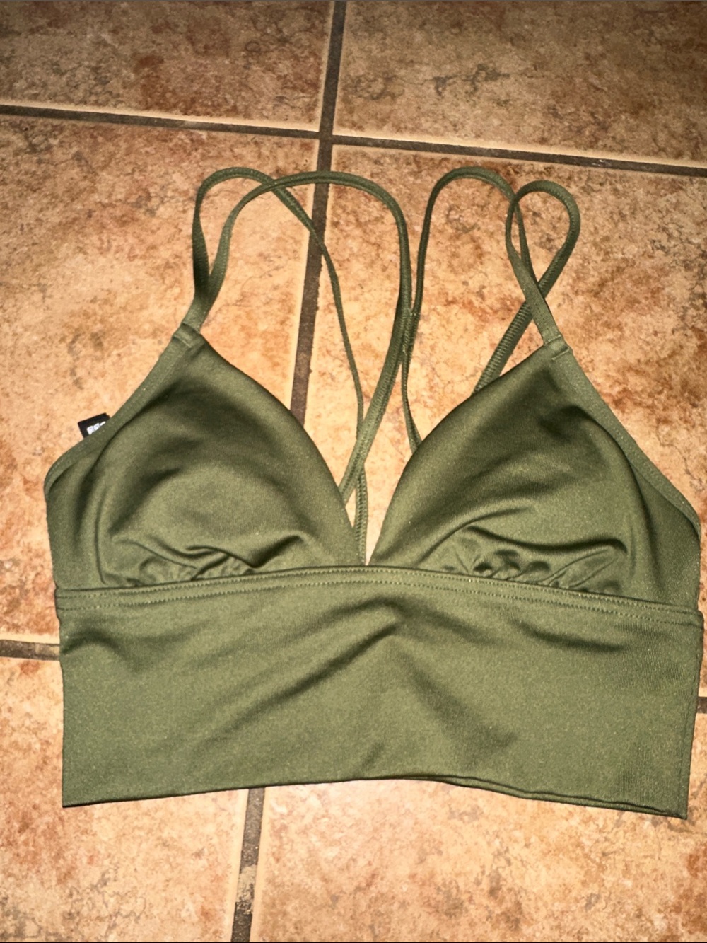 PINK VS Olive Green Strappy Bralette Size XS